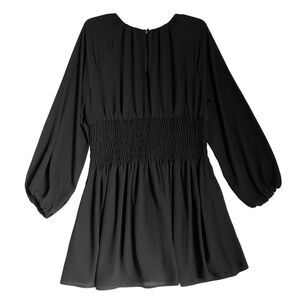 Madewell Mini Dress M Black Bubble-Sleeve Smocked Waist Babydoll Glam Coquette